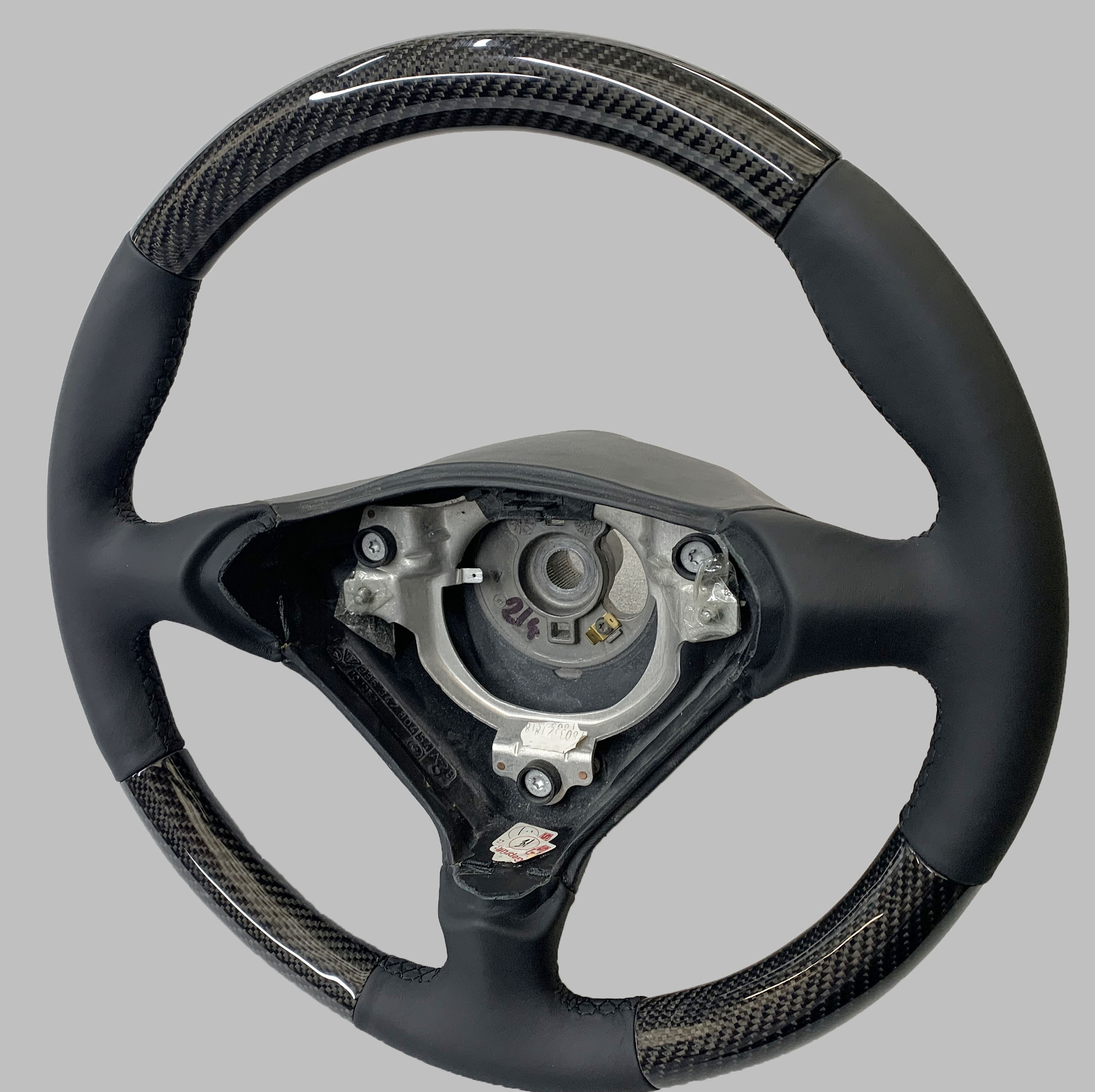 Porsche 986 996 carbon fibre steering wheel in black leather with black stitching