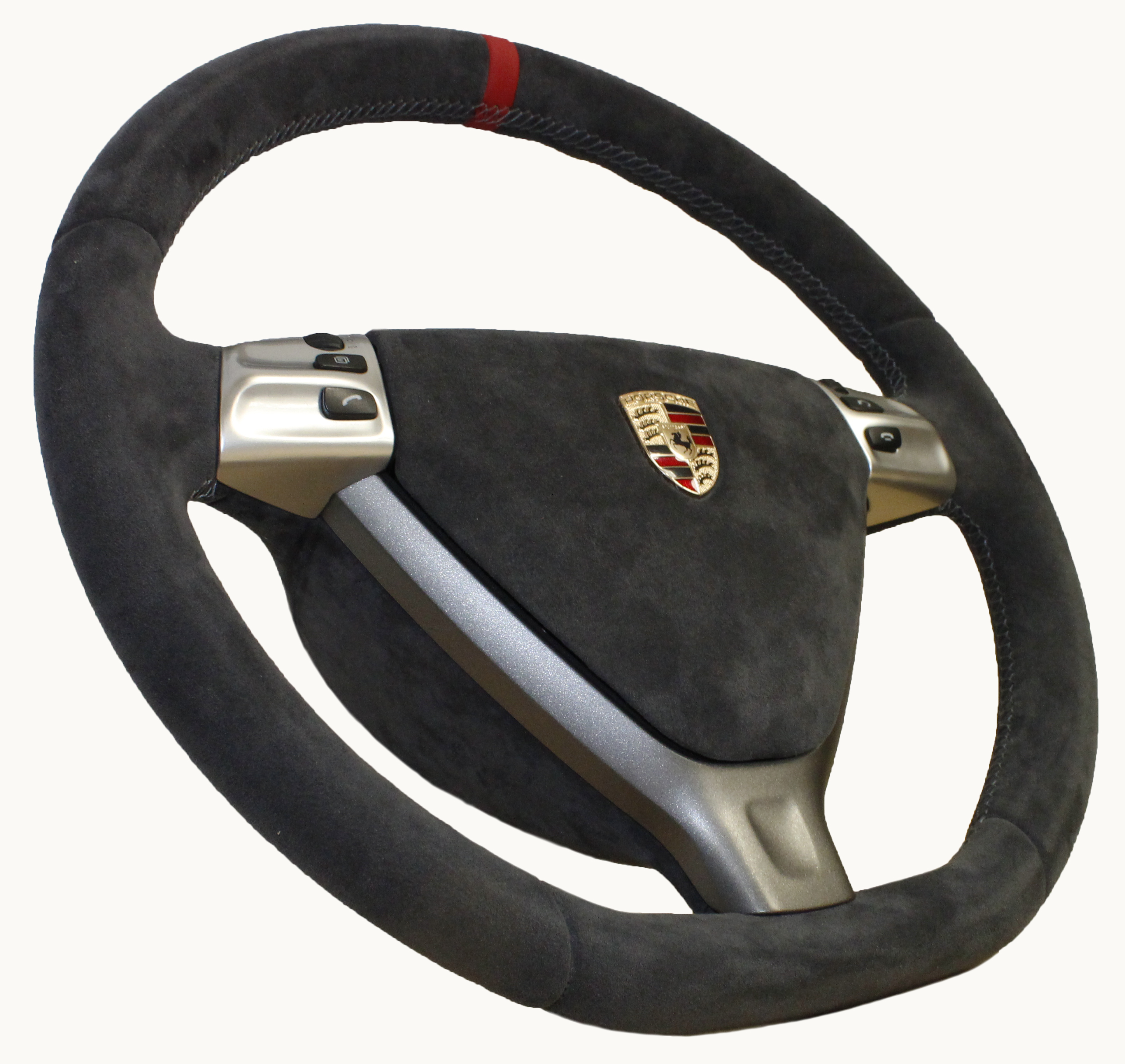 product Porsche 911 997 Carrera turbo 987 Cayman Boxster dark grey Alcantara steering wheel with triangle airbag by Designls