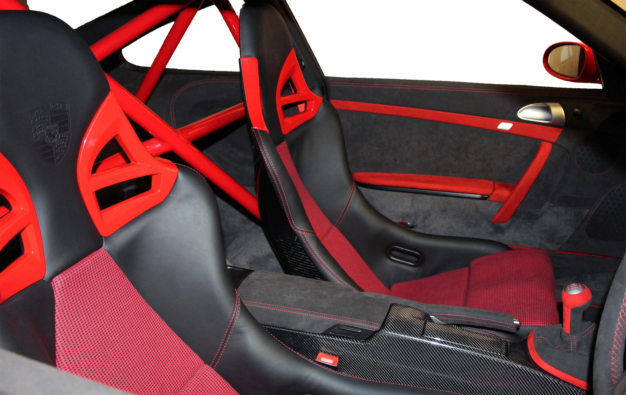 Porsche 911 997 gt3 custom interior re trim retrimmed black leather grey alcantara carbon by Designls 